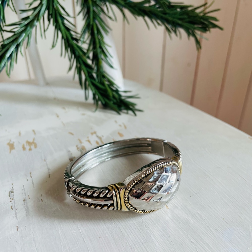 Gold and silver toned clip-on bracelet